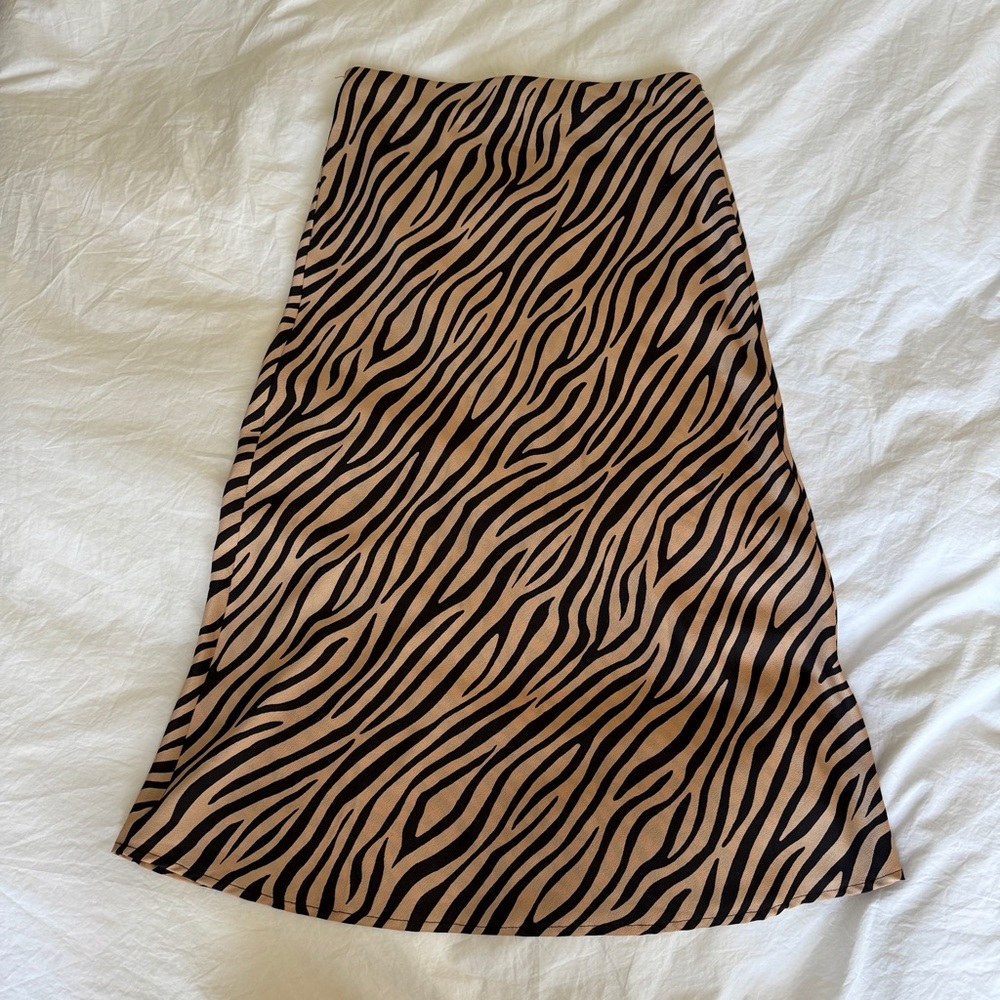 Re:named Zebra Print Midi Skirt